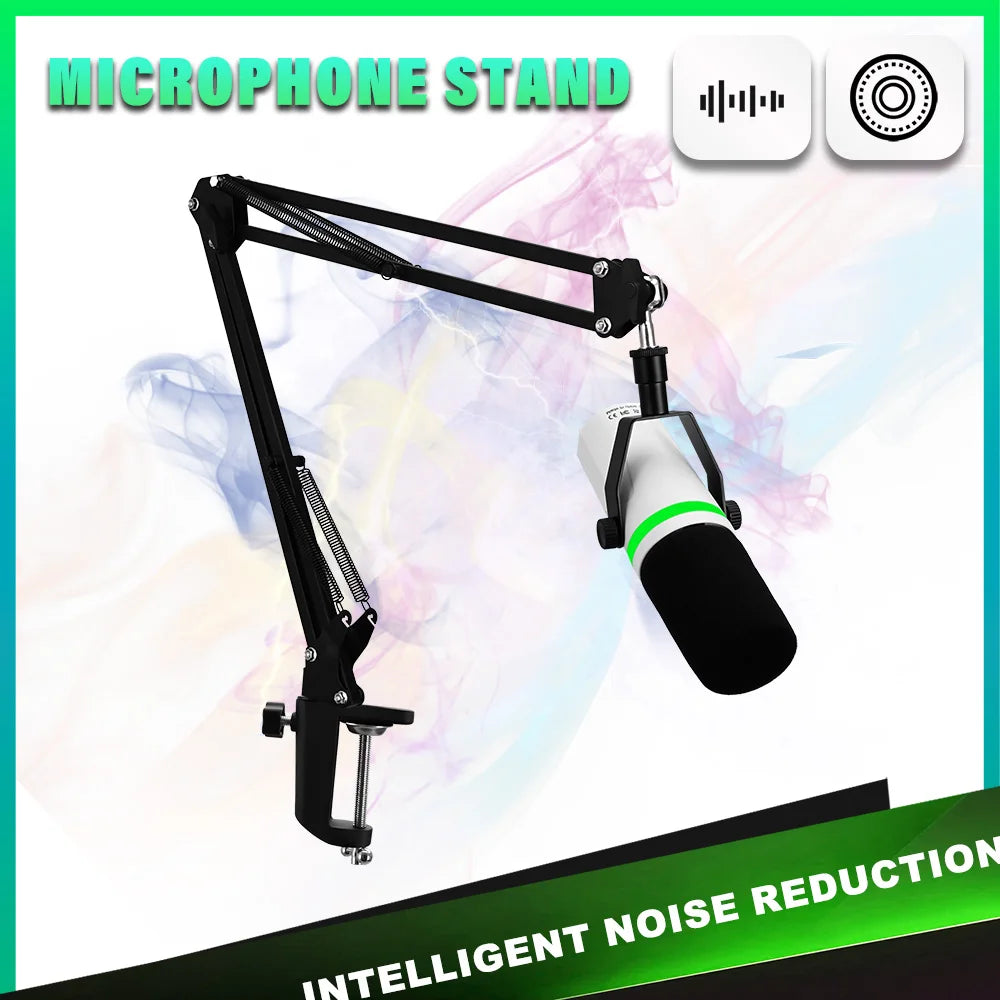 Professional USB Or XLR Streaming Podcast PC RGB Microphones Studio Cardioid Mic Kit with Cantilever Boom Bracket For Recording