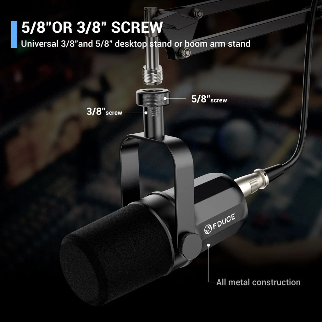 FDUCE SL40X+ /SL40X XLR Dynamic Microphone Kit With Arm Stand/Built-in Headset Output / Sound Insulation,For PC PS5/4 Mixer