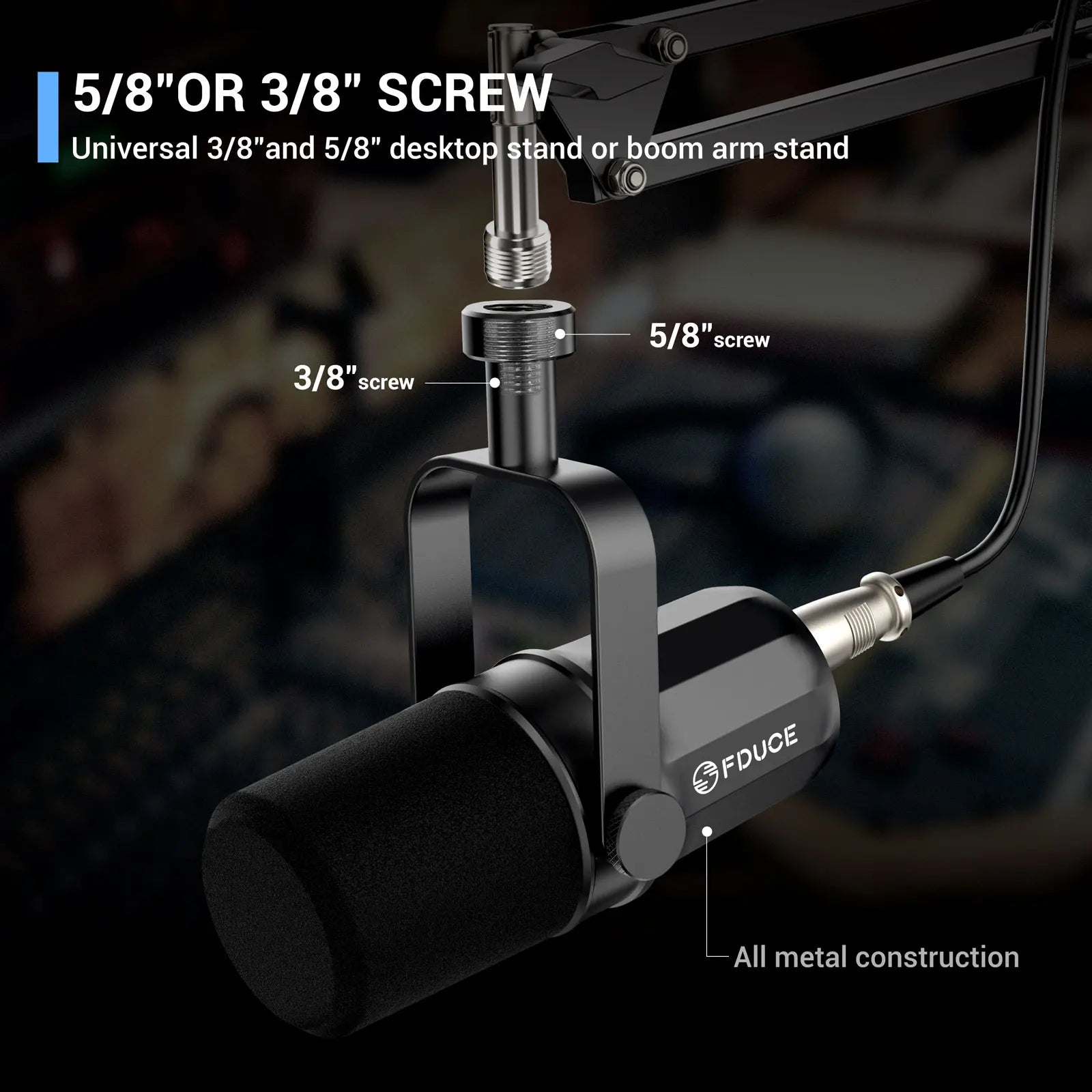 FDUCE SL40X+ /SL40X XLR Dynamic Microphone Kit With Arm Stand/Built-in Headset Output / Sound Insulation,For PC PS5/4 Mixer