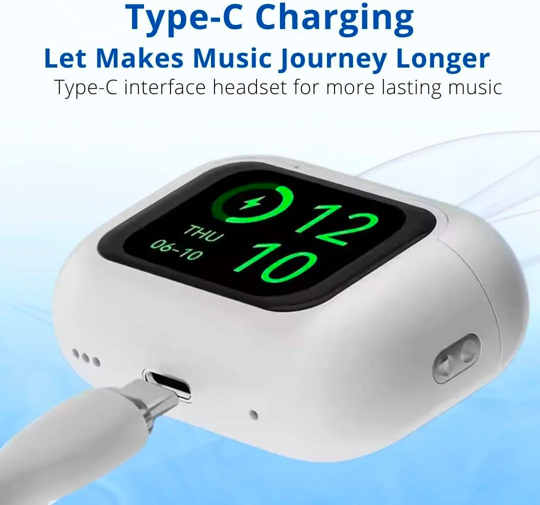 UYUXIO BT 5.4 Wireless Earphone ANC ENC Earbuds with LCD Screen High Sound Quality Headphonew with Noise Cancelling Ear Buds