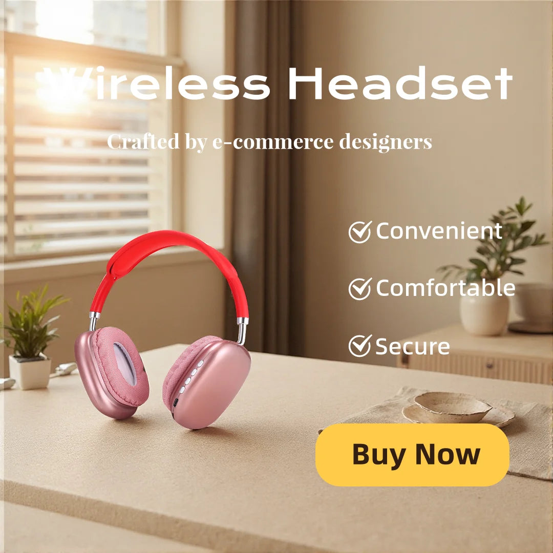 Fashion Bluetooth Headphones Wireless Over-Ear Headsets with Microphone Volume Control for Sports And Running Headset Game