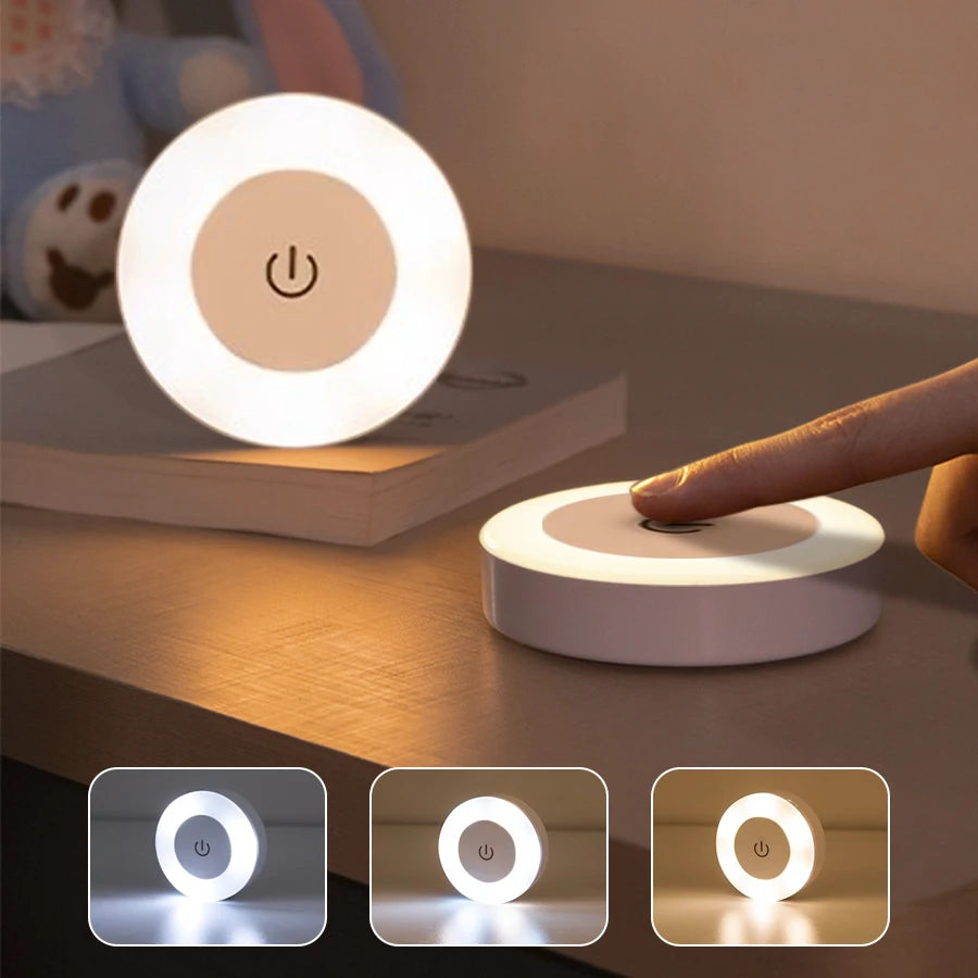 Touch Dimming LED Night Light USB Rechargeable Night Lamp Dedroom Kitchen Cabinet Wardrobe Lamp Staircase Wireless Closet Light