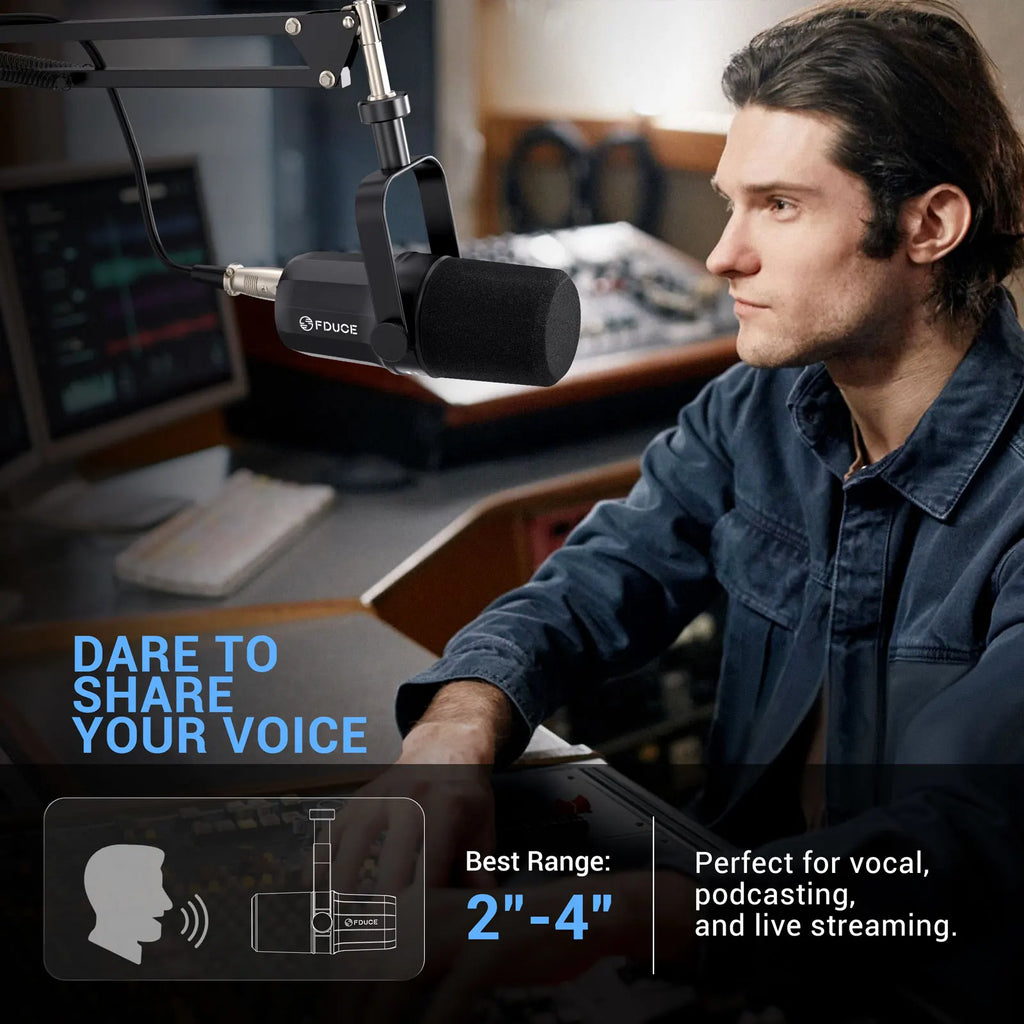 FDUCE SL40X+ /SL40X XLR Dynamic Microphone Kit With Arm Stand/Built-in Headset Output / Sound Insulation,For PC PS5/4 Mixer