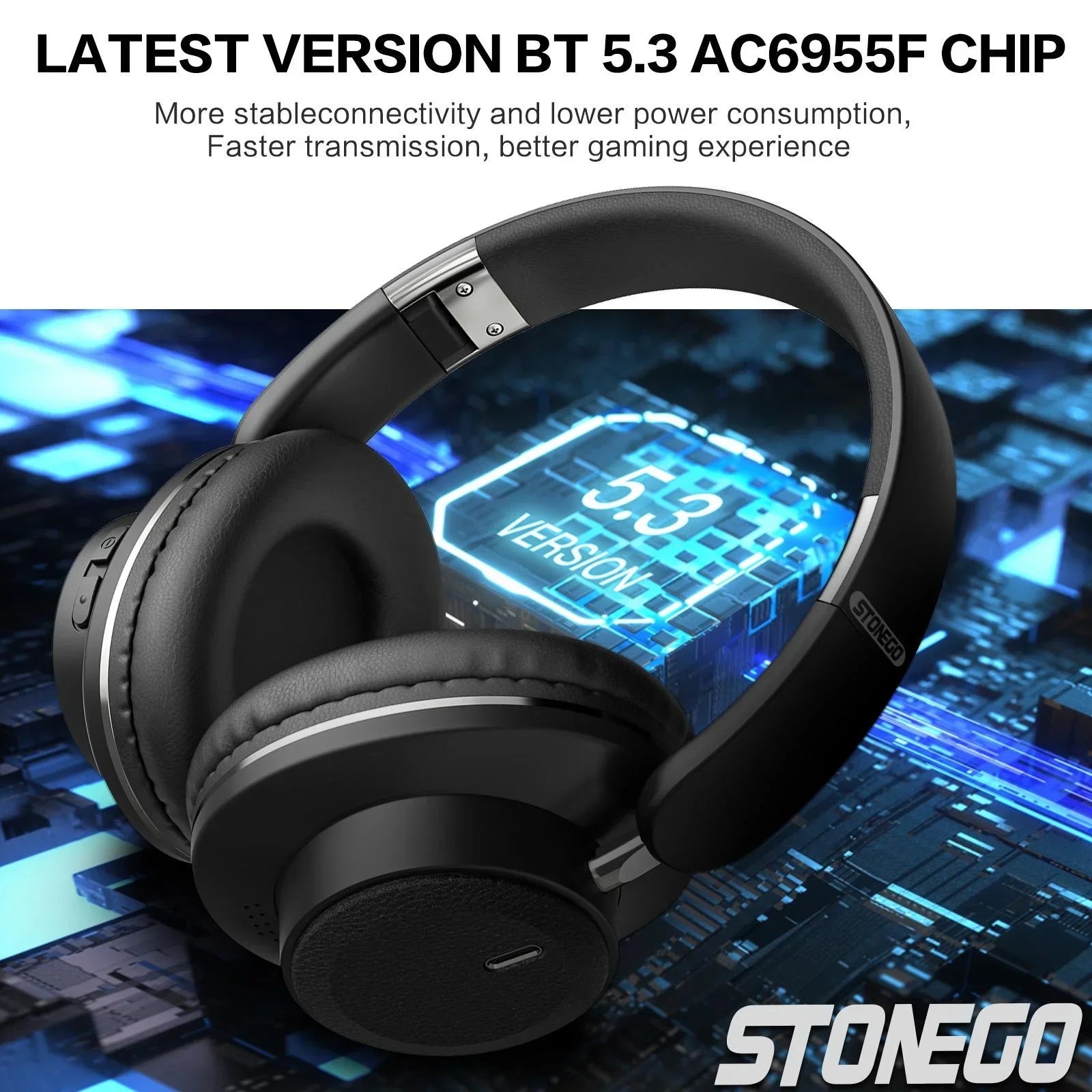 BT5.3 Wireless Foldable Headphones Portable Lightweight for Travel and Photography 400mAh Battery Noise Cancelling Earphones