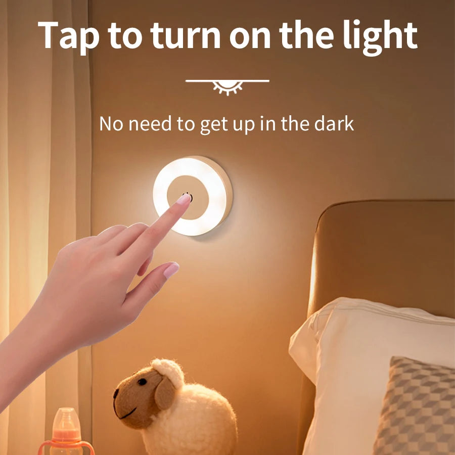 Touch Dimming LED Night Light USB Rechargeable Night Lamp Dedroom Kitchen Cabinet Wardrobe Lamp Staircase Wireless Closet Light