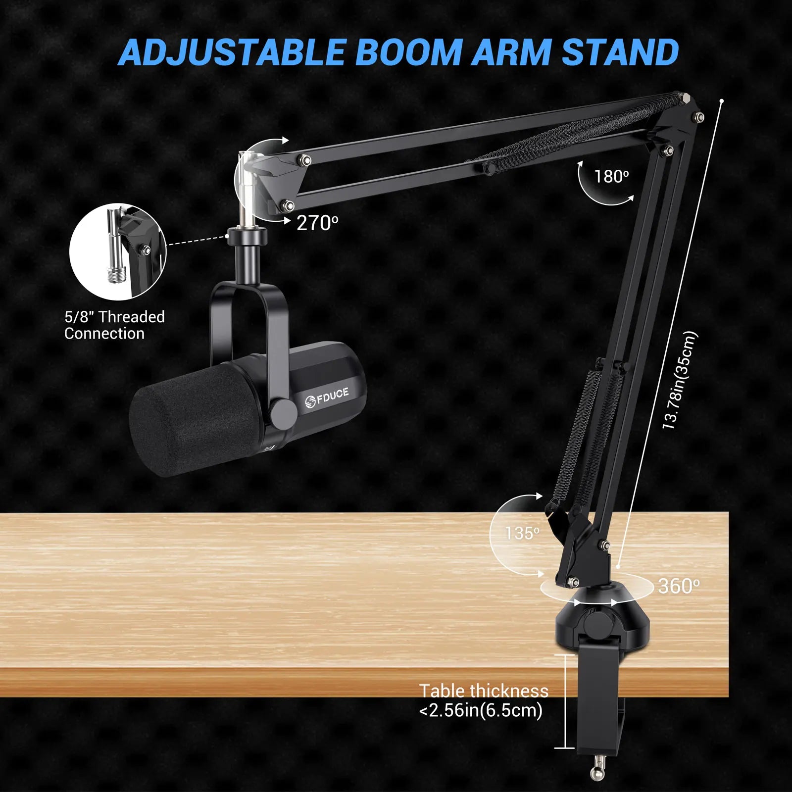 FDUCE SL40X+ /SL40X XLR Dynamic Microphone Kit With Arm Stand/Built-in Headset Output / Sound Insulation,For PC PS5/4 Mixer